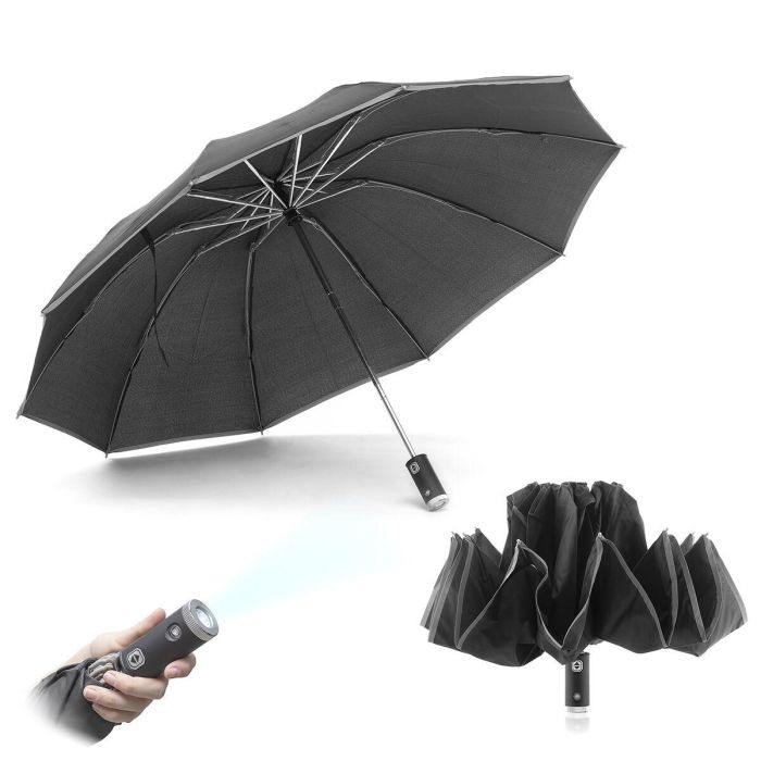 Paraguas de Cierre Inverso Plegable con LED Folbrella InnovaGoods 4 Paraguas de Cierre Inverso Plegable con LED Folbrella InnovaGoods 4