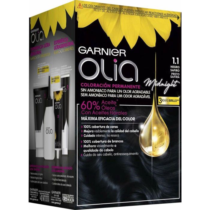 Garnier Olia Coloración Permanente #1,10 Black Sapphire 4 Pz 2 Garnier Olia Coloración Permanente #1,10 Black Sapphire 4 Pz 2