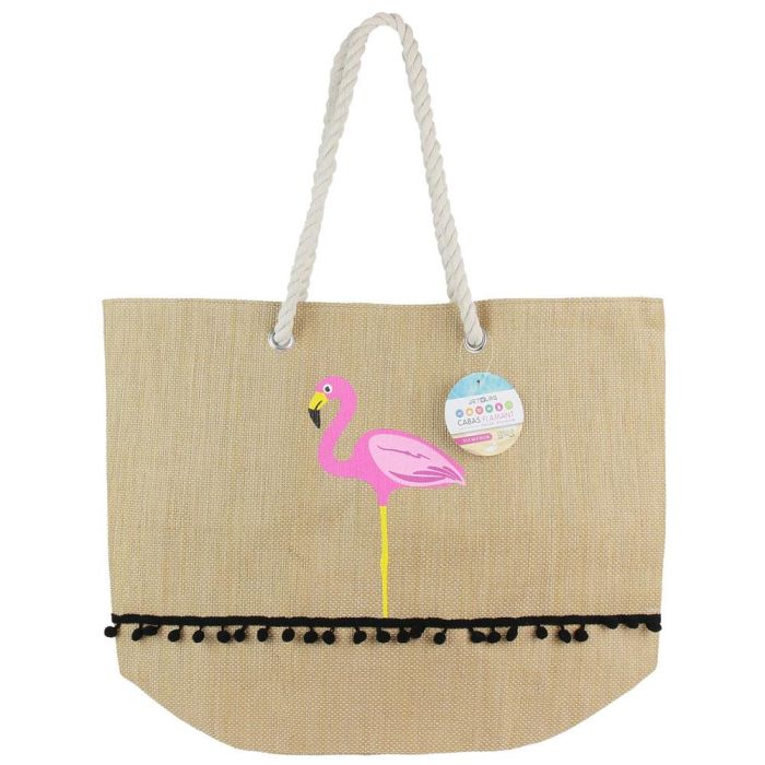 Jet Lag Bolsa Capazo Flamenco Verano Papel Poliéster Algodón Natural 50x20 cm h.38 cm 1 Jet Lag Bolsa Capazo Flamenco Verano Papel Poliéster Algodón Natural 50x20 cm h.38 cm 1