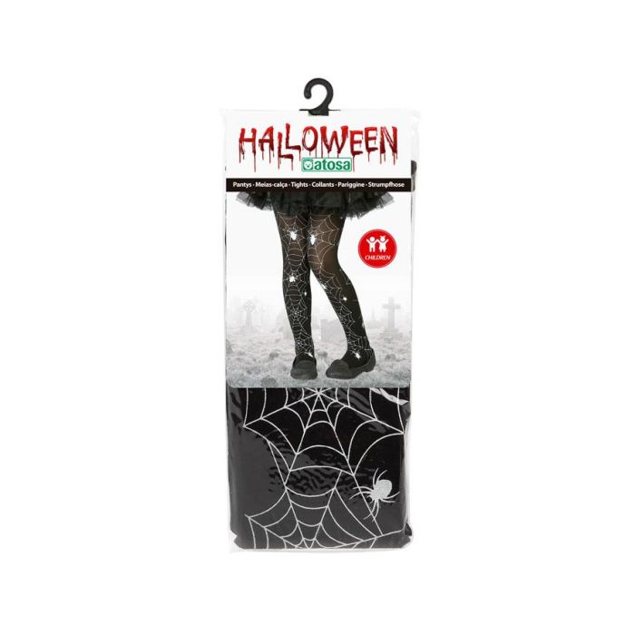 Medias Negras Infantiles Con Telarañas Blancas Para Halloween 1