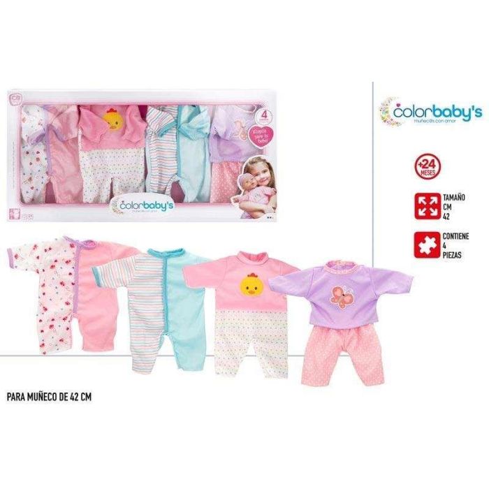 Color Baby Ropa Muñeco Set con 4 Trajes para Bebé, 42 cm 2