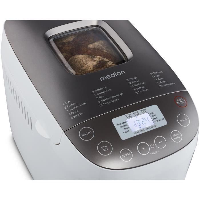 Máquina de hacer pan - MEDION - 50076798 - 950 W - 19 programas - Hublot - Blanco 1 Máquina de hacer pan - MEDION - 50076798 - 950 W - 19 programas - Hublot - Blanco 1