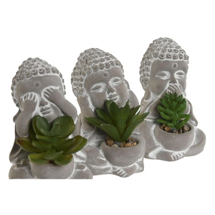 Planta Oriental DKD Home Decor Gris Verde 7 x 11 x 8.5 cm (3 Unidades) 2