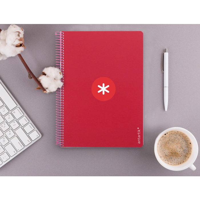 Antartik Cuaderno Espiral A4 Tapa Dura 80 Hojas 100gr Cuadro 5mm Color Frambuesa 7