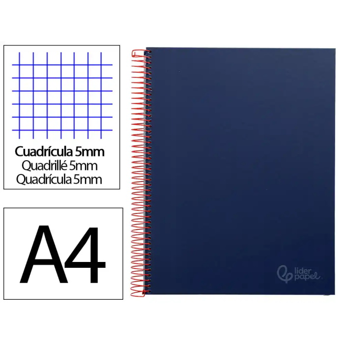 Liderpapel Cuaderno Espiral A4 Micro Jolly Tapa Forrada 140 Hojas 75gr Cuadro 5mm 5 Bandas Color Azul 0 Liderpapel Cuaderno Espiral A4 Micro Jolly Tapa Forrada 140 Hojas 75gr Cuadro 5mm 5 Bandas Color Azul 0