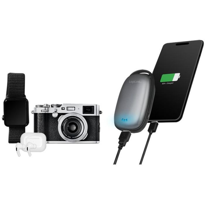 Powerbank 4.000 mAh. 1x USB-A. Handwärmer. metallgrau 5