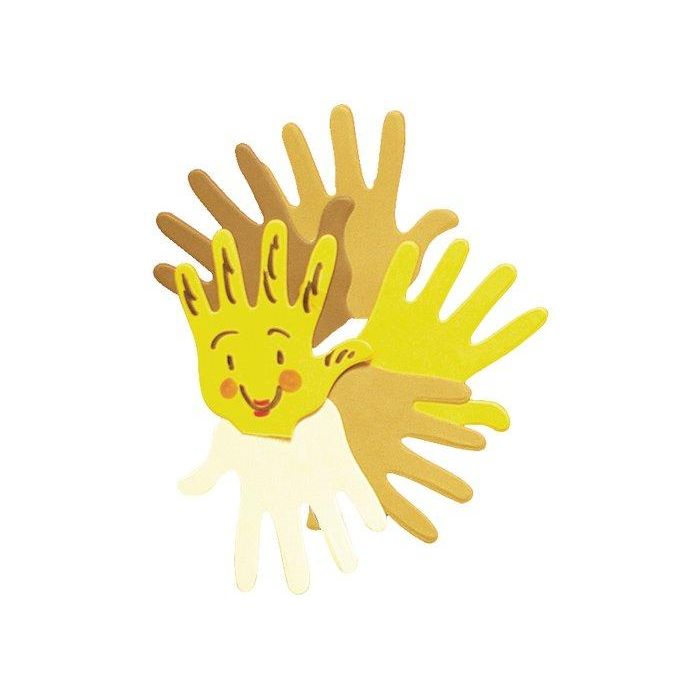 Siluetas Manos Etnicas Niefenver 4 Razas Pack De 10 Manos De Cartulina 4 Colores 9X9Cm