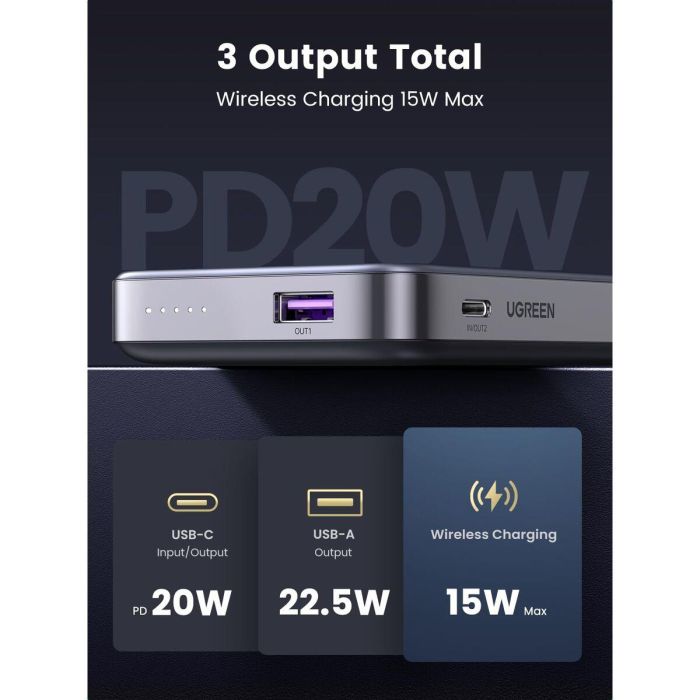 Powerbank Ugreen 15086 Gris 10000 mAh 4
