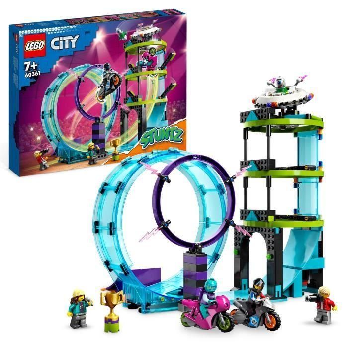 Lego City Stuntz 60361 El desafío final para los ciclistas de Cascadon, el juguete de motocicleta para 1 o 2 jugadores