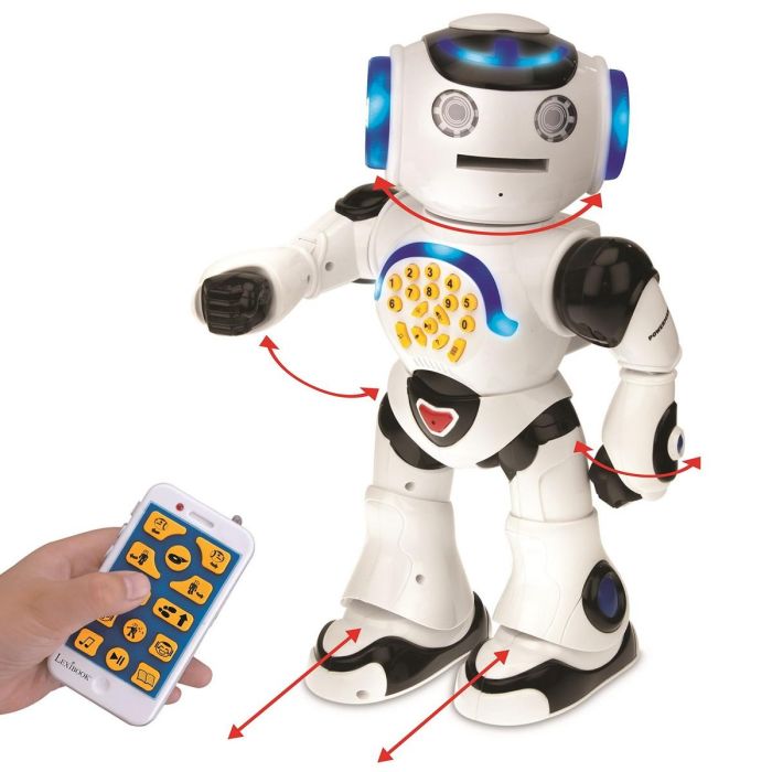 LEXIBOOK Powerman - Robot educativo interactivo para jugar y aprender, bailar, reproducir música, pruebas educativas, lanzador de discos 1