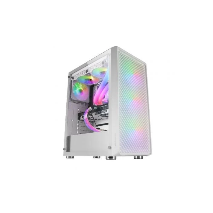Mars gaming MC-F Semitorre Gaming ATX Blanca con Ventana Cristal Templado y Frontal Metal-Mesh
