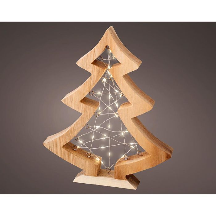 Lumineo Mini abeto microled de madera, luz blanca cálida fija, 36 leds, 22x3,5x27cm, IP44, pilas 2xAA 0 Lumineo Mini abeto microled de madera, luz blanca cálida fija, 36 leds, 22x3,5x27cm, IP44, pilas 2xAA 0