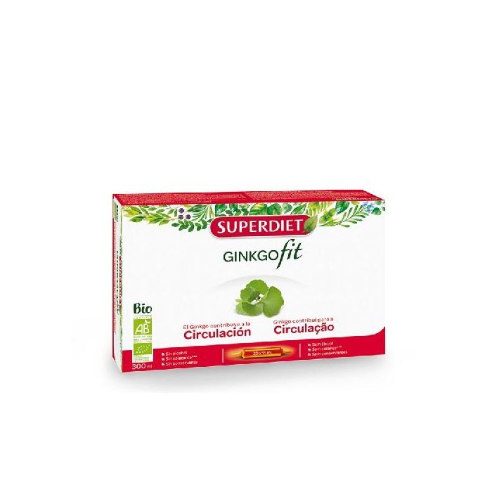 SUPERDIET Ginkgofit Ginkgo Biloba 20 Ampollas Bebibles para la Circulación y Microcirculación