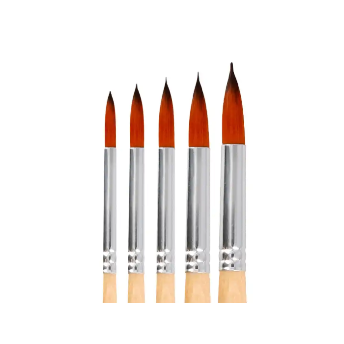 Liderpapel Pinceles Sintéticos Punta Redonda Bolsa 5 Unidades Tamaños Surtidos Certificado FSC para Acuarela Acrílico Gouache 4