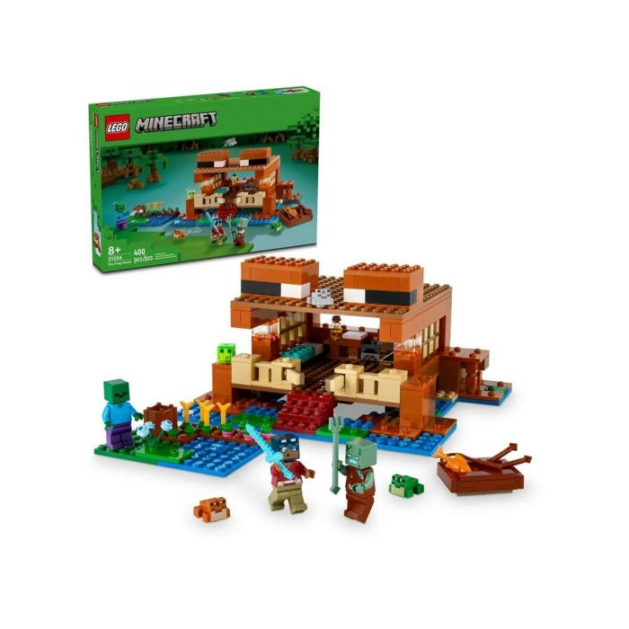 LEGO 21256 Minecraft La Casa de la Rana, Juguete con Minifiguras de Animales, Personajes: Zombi y Explorador