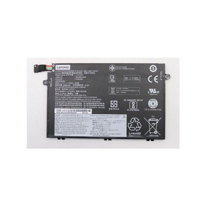 Lenovo Lithium-Ion battery, 45Wh capacity, 11.1V voltage, compatible with Lenovo ThinkPad E480, E490, E580 series. Lenovo Lithium-Ion battery, 45Wh capacity, 11.1V voltage, compatible with Lenovo ThinkPad E480, E490, E580 series.