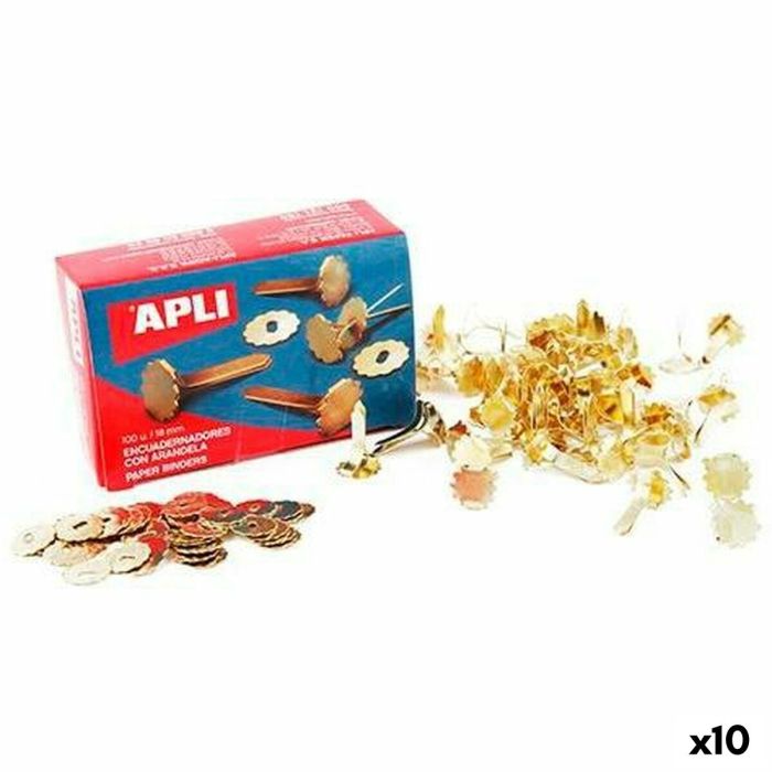 Encuadernadores metálicos Apli Dorado 100 Piezas (10 Unidades) 0 Encuadernadores metálicos Apli Dorado 100 Piezas (10 Unidades) 0