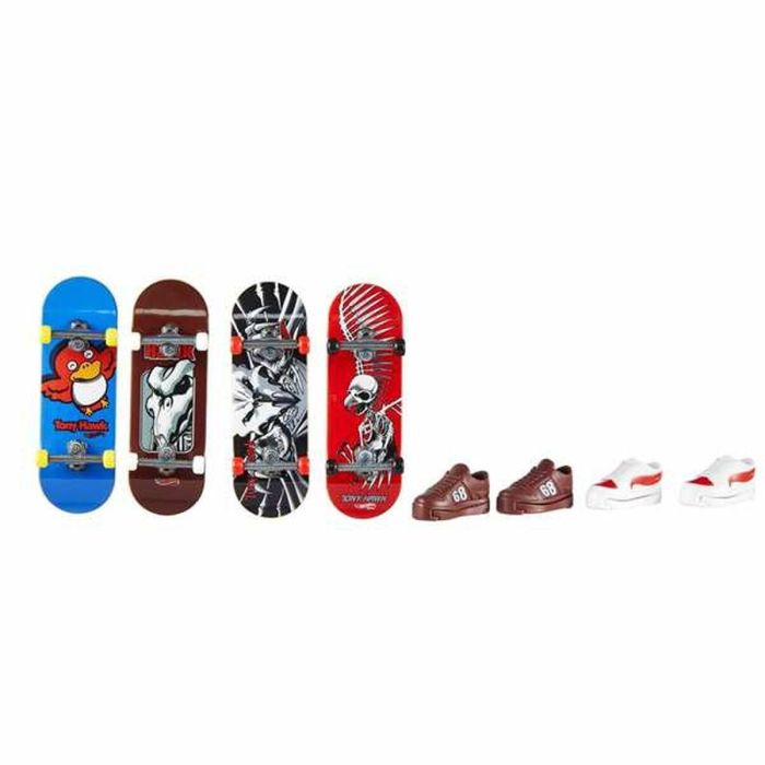 Hot Wheels HGT84 Caja de 4 patines y zapatos Tony Hawk