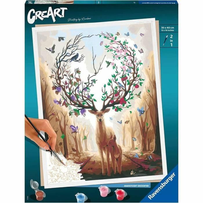 Ravensburger RAV4005556202737 Creart 30x40 cm Magic Deer Kit para Pintar por Números N° arte 00020273, de 12 años
