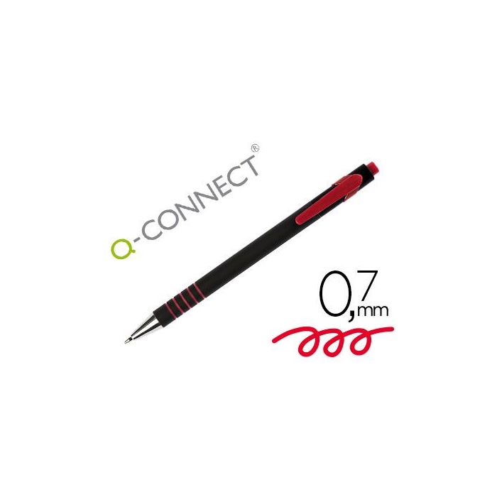 Boligrafo Q-Connect Retractil Con Grip 0,7 mm Color Rojo 12 unidades