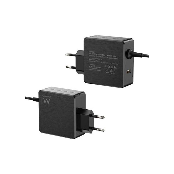 Ewent EW3978 Cargador de Pared USB-C 65W Power Delivery + USB-A para Portátil, Smartphone y Tablet, Carga Rápida, Cable 1.5m Negro 1 Ewent EW3978 Cargador de Pared USB-C 65W Power Delivery + USB-A para Portátil, Smartphone y Tablet, Carga Rápida, Cable 1.5m Negro 1