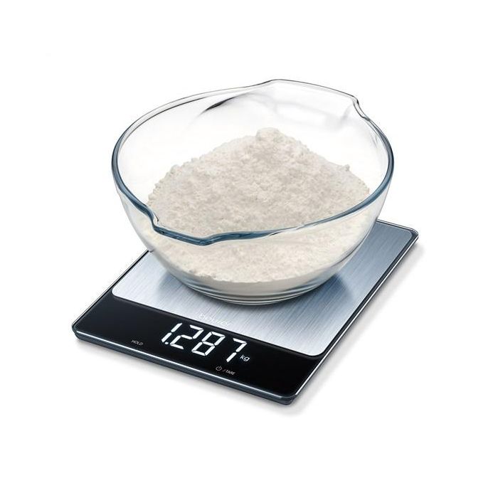 Beurer KS-34-XL Balanza de Cocina de Acero Inoxidable con Pantalla Invisible y Función Tara 1