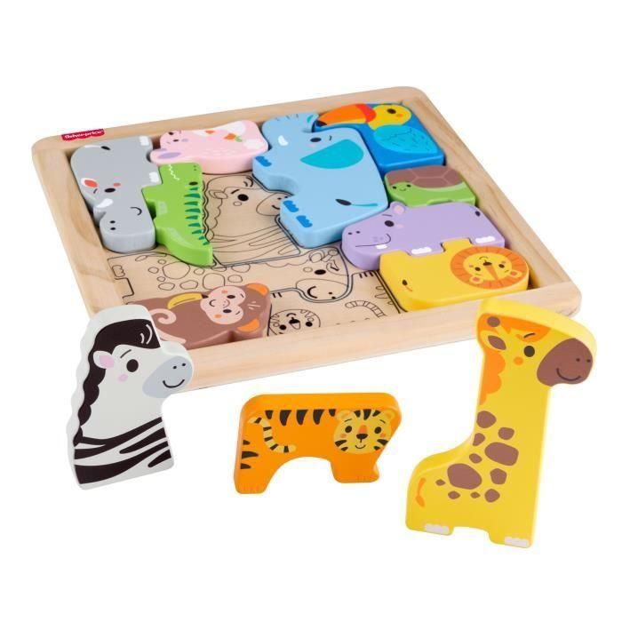 Fisher-Price JFG10 MATJFG10 - Rompecabezas de animales de madera para clasificación de formas con 13 piezas 2