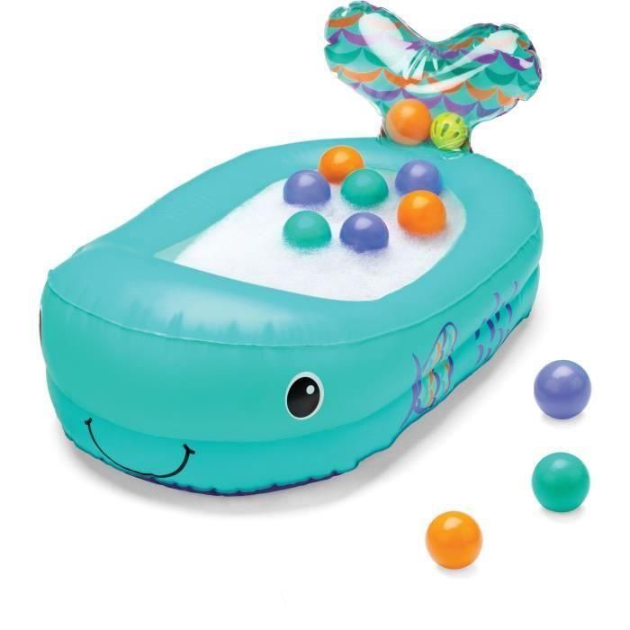 Bañera inflable de ballenas infantino - bolas de juego integradas y térmico - 76 x 45 cm Bañera inflable de ballenas infantino - bolas de juego integradas y térmico - 76 x 45 cm