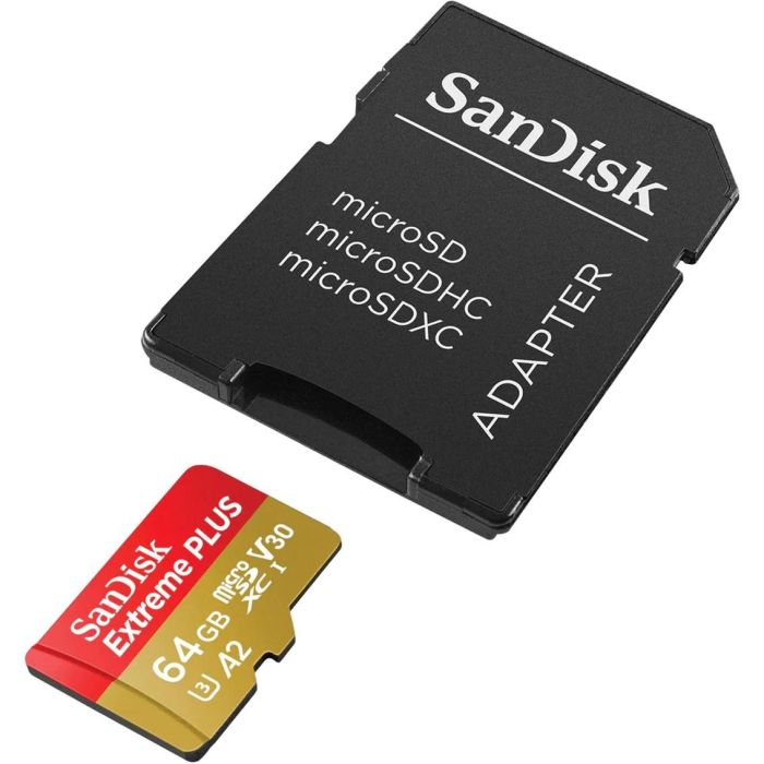 Sandisk SDSQXBU-064G-GN6MA Tarjeta Memoria MicroSDXC Extreme PLUS 64GB Clase 10 UHS-I U3 V30 A2 con Adaptador SD 3 Sandisk SDSQXBU-064G-GN6MA Tarjeta Memoria MicroSDXC Extreme PLUS 64GB Clase 10 UHS-I U3 V30 A2 con Adaptador SD 3
