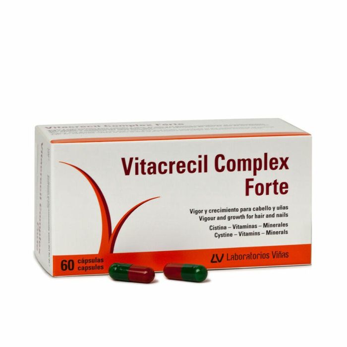 Vitacrecil Complex Forte - Cápsulas para Cabello y Uñas, 60 unidades - Con L-Cistina, Hierro y Zinc