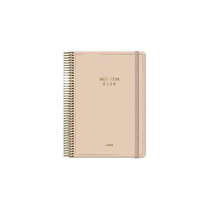 Agenda Anual (2026) Dohe Velvet Espiral Tapa Extra Con Goma 140X200 D/P Beige