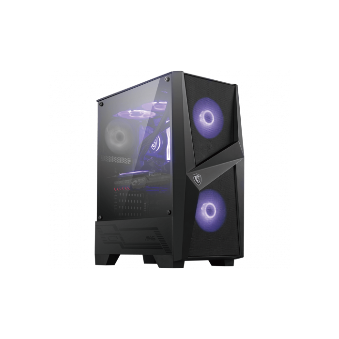 CAJA MSI MAG FORGE 100M,3x2.5"+2x3.5”,3x120MM (RGB) +1x120MM,2xUSB3.2+AUDIO+MICRO,MID-TOWER,NEGRA