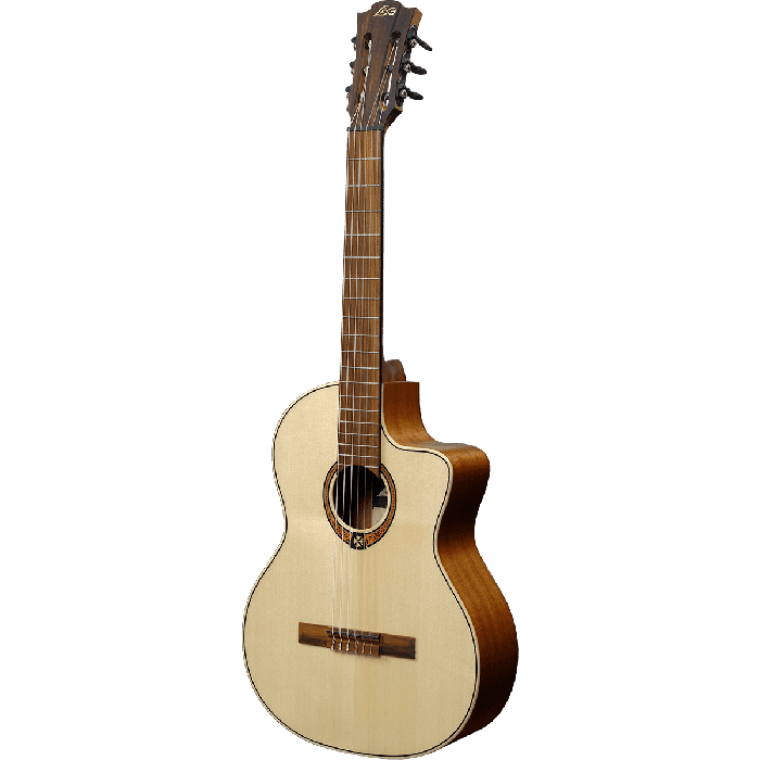 LAG Guitarra Clásica Electroacústica Occitania 88 - 4/4 Cutaway Natural Brillo Abeto Engelmann Macizo Khaya Stage LAG 2