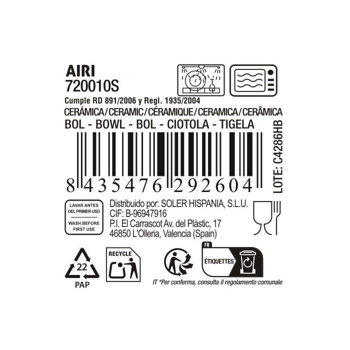 La Mediterranea Bol Aperitivo Japonés Ø15.2 x 7.6 cm Reacción "Airi" (18 Unidades)