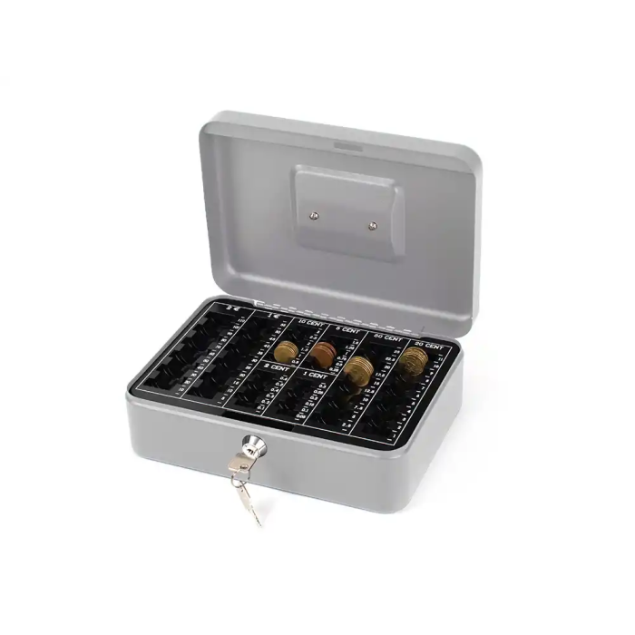 Q-connect Caja caudales 10/ 250x180x90 mm Plata con portamonedas y 2 juegos de llaves 5