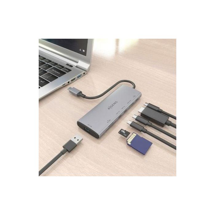 Docking USB Tipo-C Aisens ASUC-7P031-GR/ 1xHDMI/ 1xUSB/ 2xUSB Tipo-C/ 1xLector Tarjetas/ 1xUSB Tipo-C PD/ Gris 4