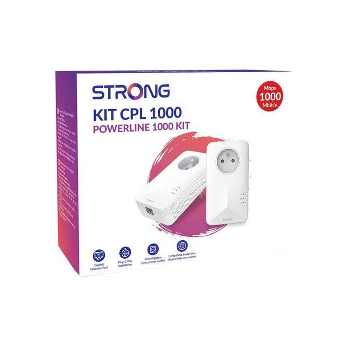 Kit CPL - STRONG - Powerline 1000 Duo - Toma filtrada - 2 adaptadores - Alta velocidad hasta 1000 Mbit/s