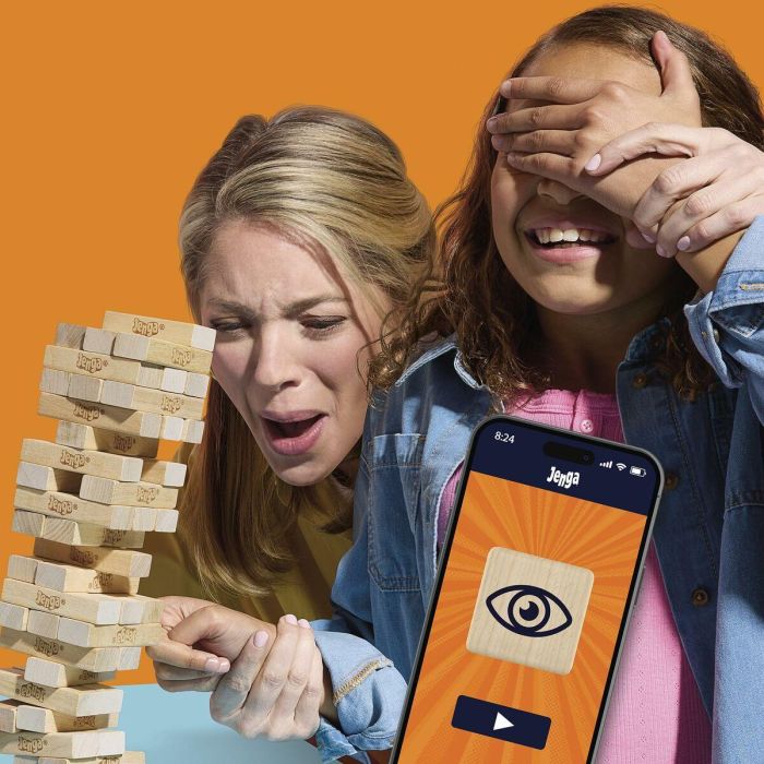 Hasbro Games G1499 Juego Jenga Clásico de Torre de Bloques. Habilidad y Estrategia para +6 años, con App Gratuita Español/Portugués 9