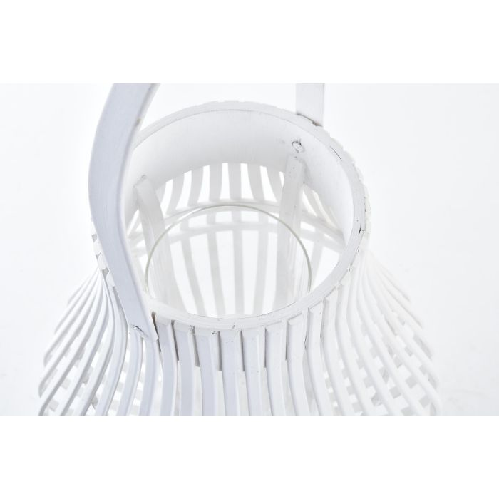 DKD Home Decor Portavelas Blanco Bambú y Cristal 29 x 34 x 29 cm 2