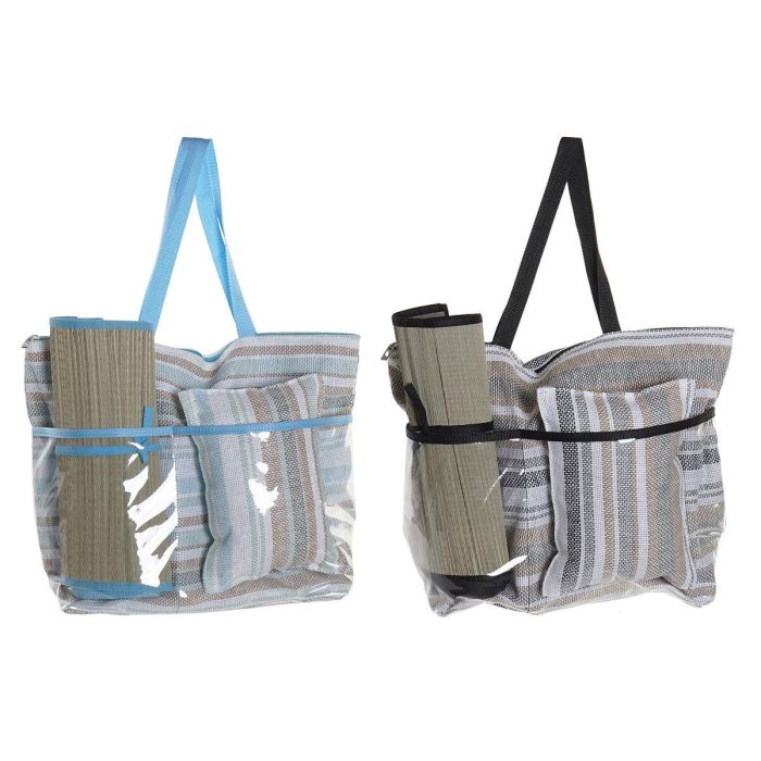 Bolsa de Playa DKD Home Decor Azul Marrón Verde Gris Menta PVC Lienzo 44 x 23 x 62 cm (2 Unidades) 3