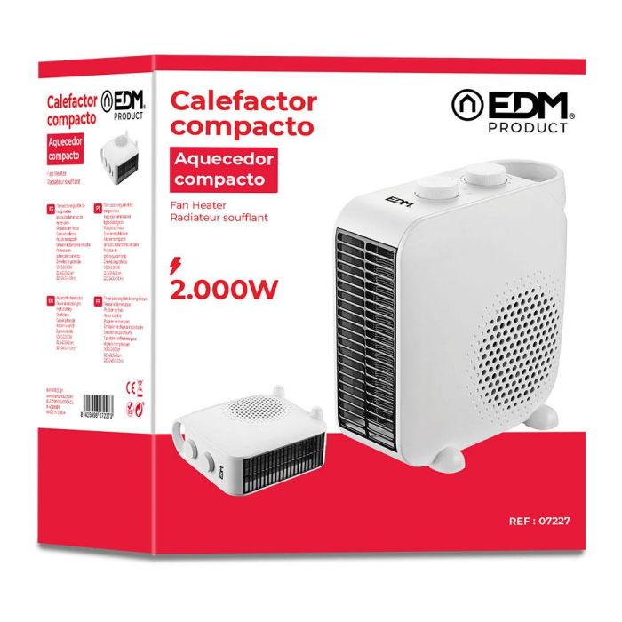 Edm Calefactor 2 en 1 1000-2000W, Vertical/Horizontal, Protección Sobrec. 22.3x12x22.6cm 2
