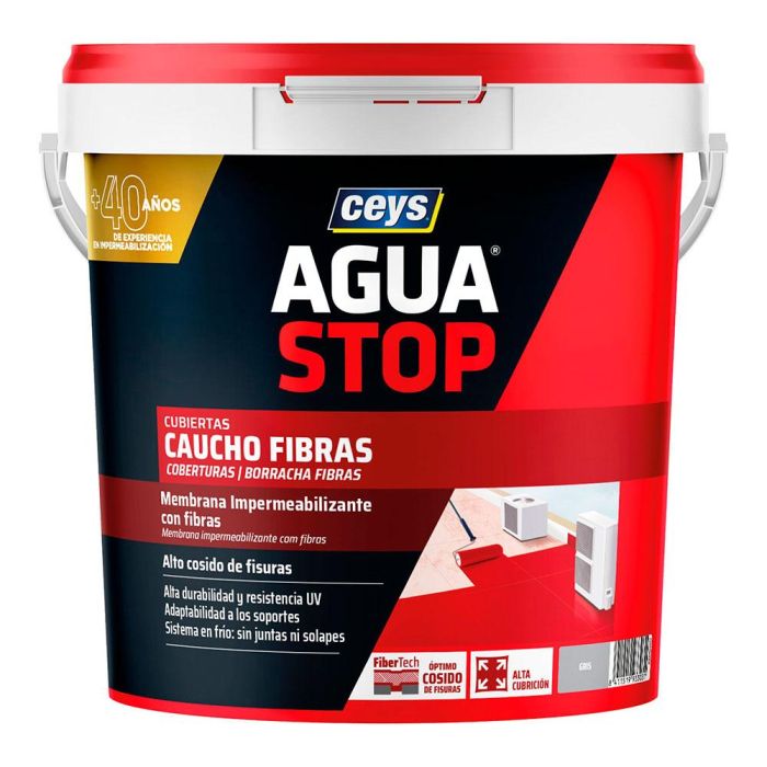 Aguastop Caucho fibras gris 5kg 903303