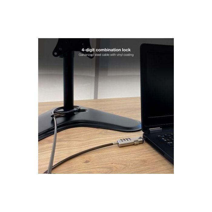 TOOQ Cable de Seguridad Tipo NANO con Combinacion para Portatiles 1.5 metros, Gris Oscuro 4