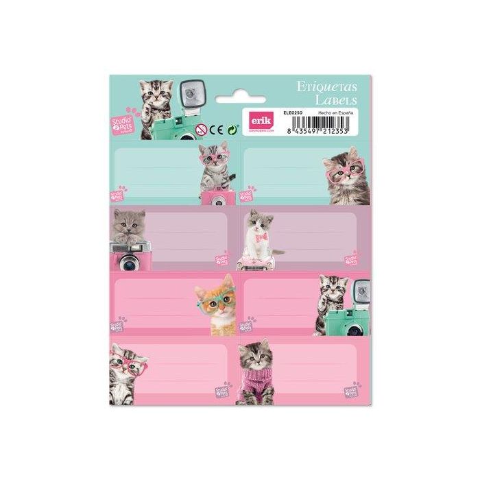 Etiqueta Escolar Erik 15,8X20 Studio Pets Cats