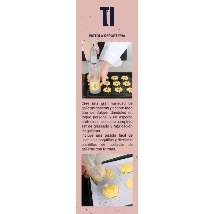 Pistola de Repostería Quttin con 16 Prensas y 6 Boquillas (12 Unidades) 2 Pistola de Repostería Quttin con 16 Prensas y 6 Boquillas (12 Unidades) 2