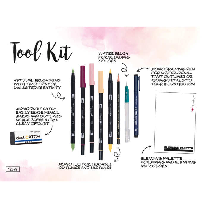 Tombow Set Watercoloring Floral 9 Piezas Rotuladores Doble Punta Tinta Base Agua 4