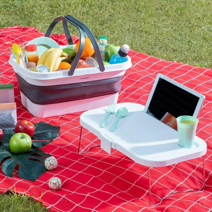 Cesta de Picnic Plegable con Tapa-Mesa Pickning InnovaGoods 3 Cesta de Picnic Plegable con Tapa-Mesa Pickning InnovaGoods 3