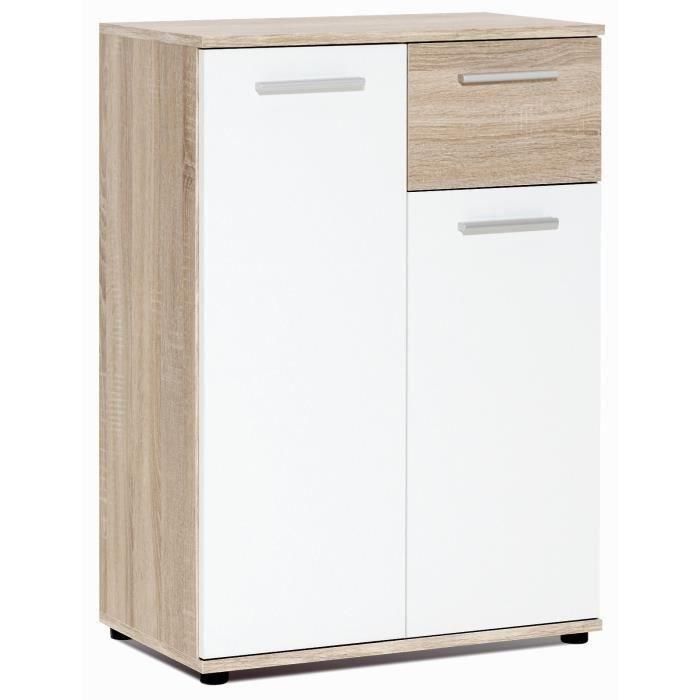 JACKY Clásico mueble blanco mate con decoración en roble - L 60 cm 4