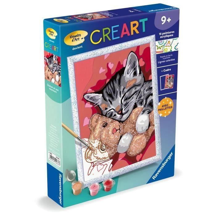 Ravensburger RAV00025838 Kit de pintura por números CreArt Kids "Gatito y osito de peluche" (18 x 24 cm), a partir de 9 años 2
