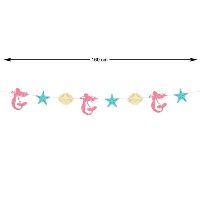 Guirnalda Decorativa de Sirenas, Estrellas y Conchas con Fondo Marino - 160 cm 0 Guirnalda Decorativa de Sirenas, Estrellas y Conchas con Fondo Marino - 160 cm 0
